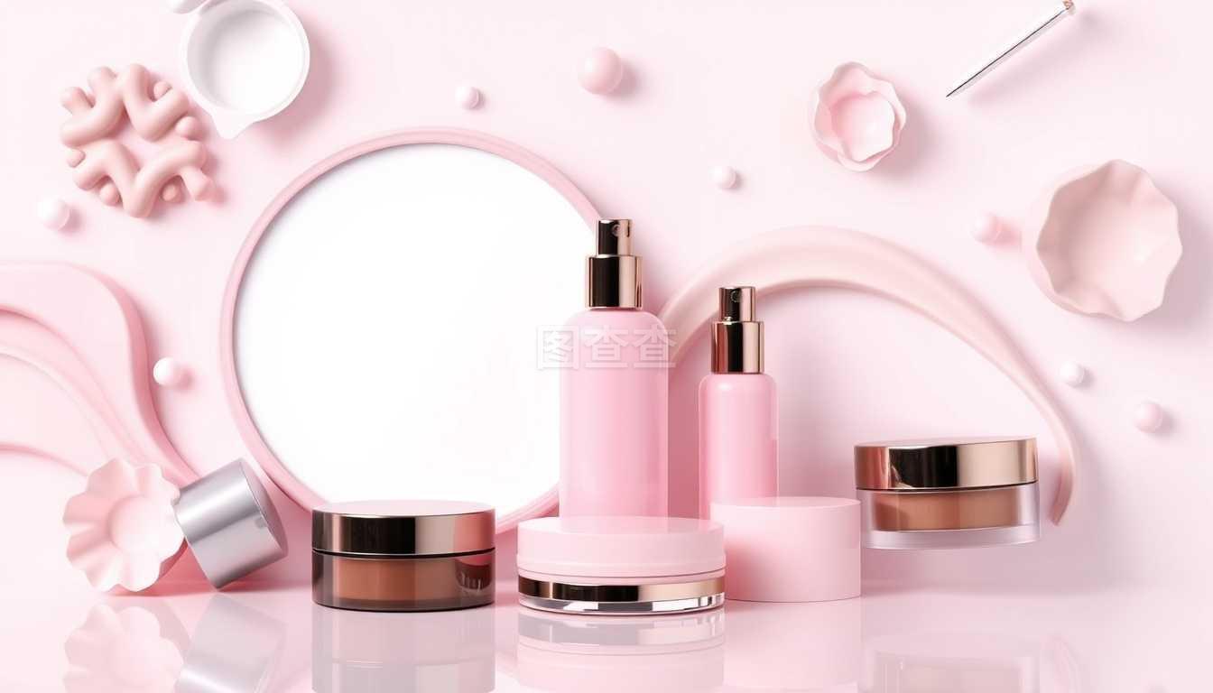 光影交织的魅影 3D写实矢量化妆品广告模板设计